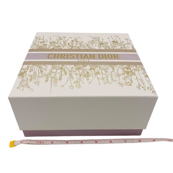 Dior Gift Box, Square White Gold Floral Design with Light Pink Logo Strip - NEW - Picture 3 of 8